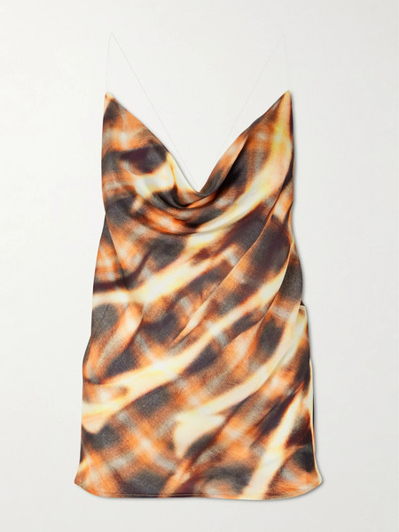  Y/project Y/project - Open-back Draped Printed Satin Top - Black 