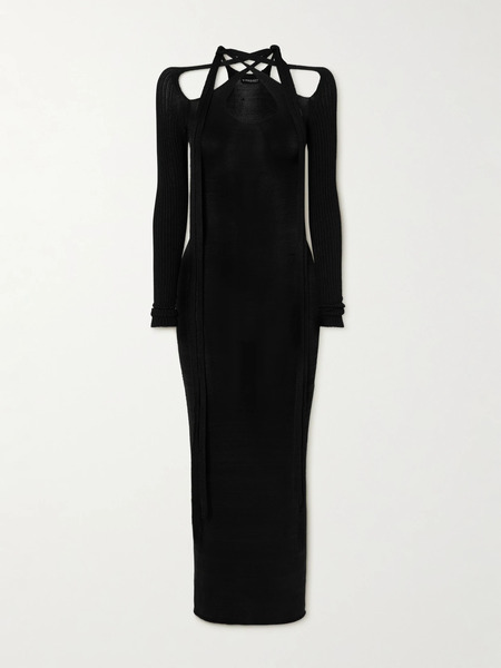  Y/project Y/project - Scarf-detailed Stretch-knit Maxi Dress - Black 