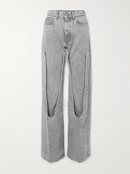  Y/project Y/project - Snap Off Chap Convertible High-rise Organic Straight-leg Jeans - Gray 