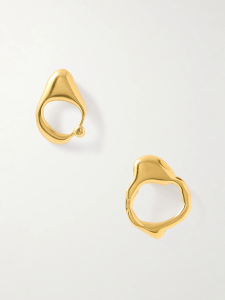  Ysso Ysso - Droplet Mist Gold-plated Hoop Earrings - One Size 