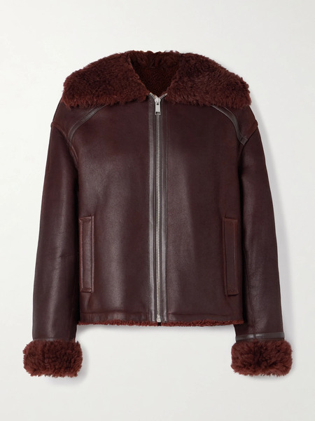  Yves Salomon Yves Salomon - Shearling-trimmed Leather Jacket - Burgundy 