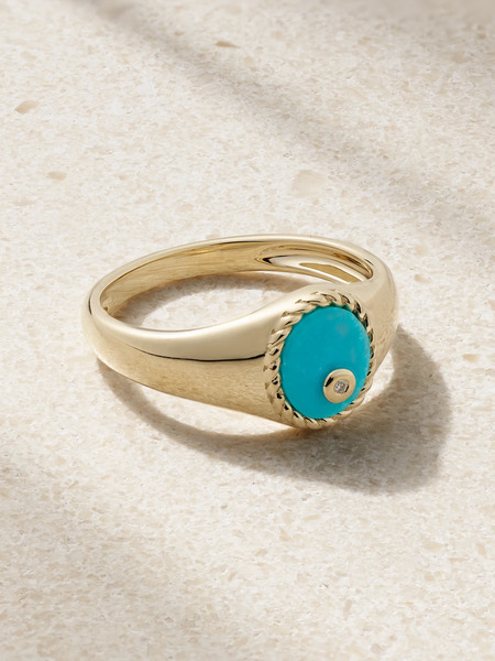  Yvonne Léon Yvonne Léon - Baby Chevalière 9-karat Gold, Turquoise And Diamond Ring - 3 