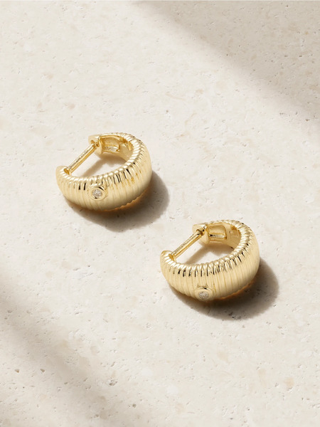  Yvonne Léon Yvonne Léon - 9-karat Gold Diamond Hoop Earrings - One Size 