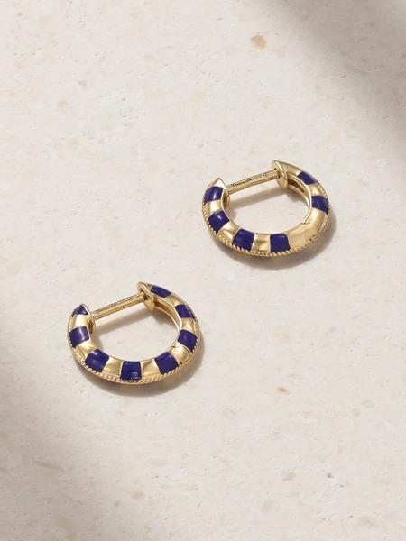  Yvonne Léon Yvonne Léon - 9-karat Gold Enamel Hoop Earrings - Blue 