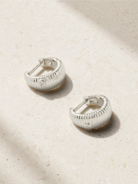  Yvonne Léon Yvonne Léon - 9-karat White Gold Diamond Hoop Earrings - One Size 