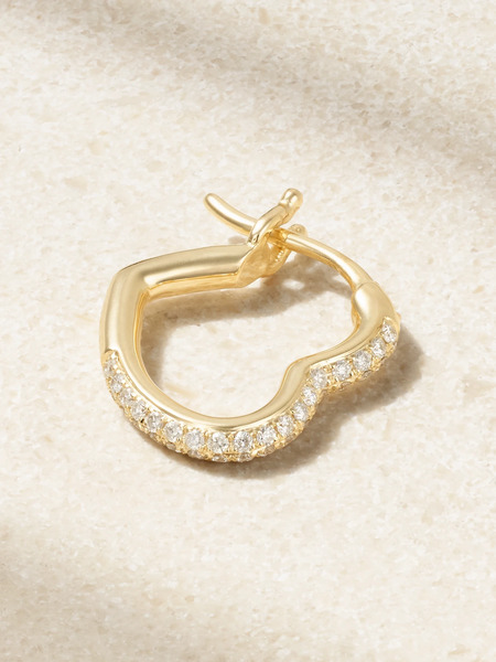  Yvonne Léon Yvonne Léon - Mini Créole Coeur 9-karat Gold Diamond Single Hoop Earring - One Size 