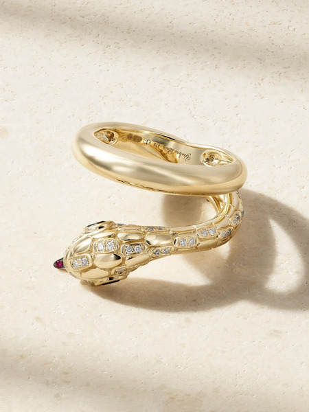  Yvonne Léon Yvonne Léon - Python 9-karat Gold Multi-stone Ring - 5 