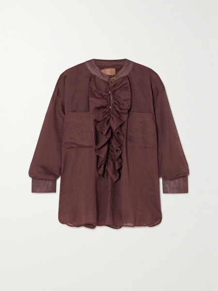  Yvonne S Yvonne S - + Net Sustain Ruffled Linen Blouse - Plum 