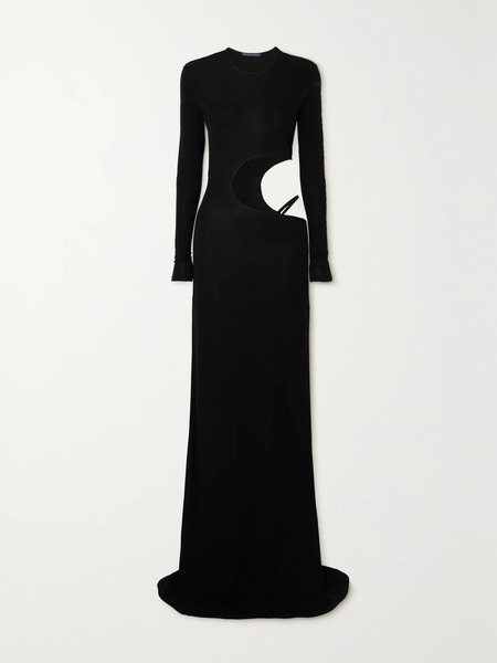 Zeynep Arcay Zeynep Arcay - Cutout Jersey Maxi Dress - Black 