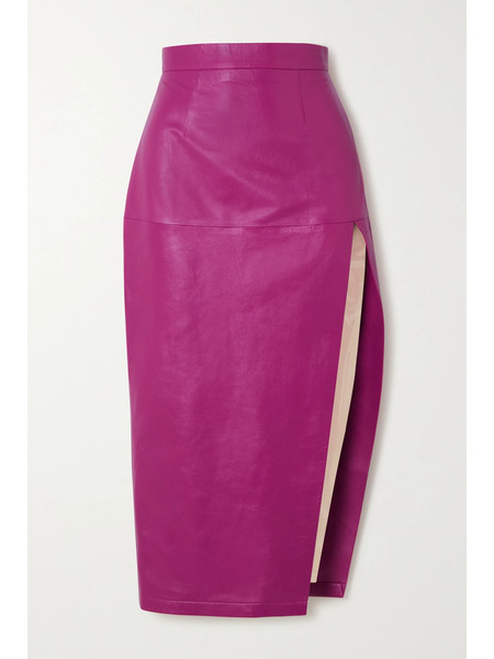  Zeynep Arcay Zeynep Arcay - Leather Midi Skirt - Pink 