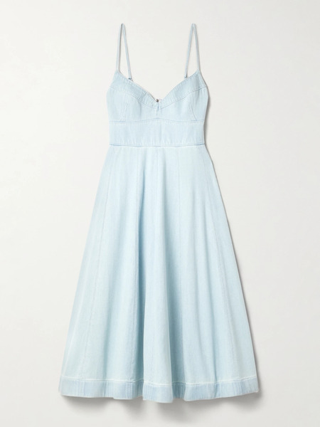  Zimmermann Zimmermann - Acacia Paneled Denim Midi Dress - Light Denim 