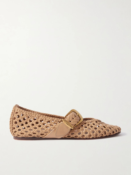  Zimmermann Zimmermann - Alchemy Woven Leather Mary Jane Ballet Flats - Ecru 