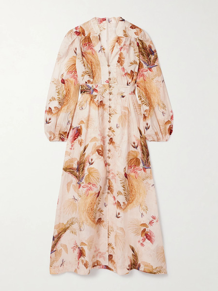  Zimmermann Zimmermann - Ascension Printed Linen Midi Dress - Orange 
