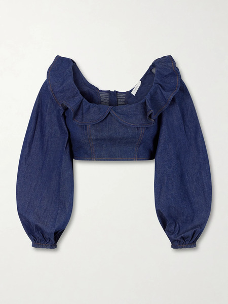  Zimmermann Zimmermann - Aster Cotton-denim Frill Top - Blue 