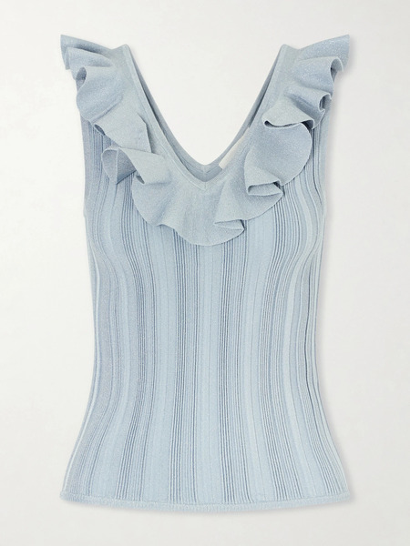  Zimmermann Zimmermann - Aster Metallic Ruffled Top - Blue 