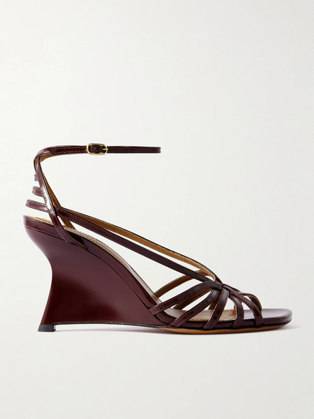  Zimmermann Zimmermann - Aura Glossed-leather Wedge Sandals - Burgundy 
