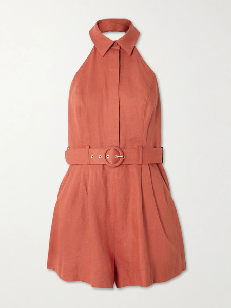  Zimmermann Zimmermann - Awaken Belted Linen Playsuit - Orange 