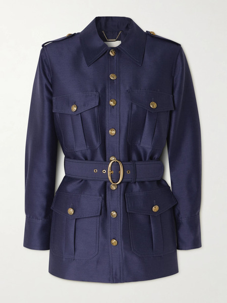  Zimmermann Zimmermann - Belted Wool And Silk-blend Jacket - Indigo 