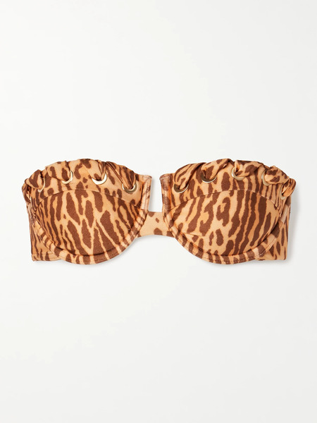  Zimmermann Zimmermann - Cascadian Strapless Whipstitched Leopard-print Underwired Bikini Top - Leopard Print 