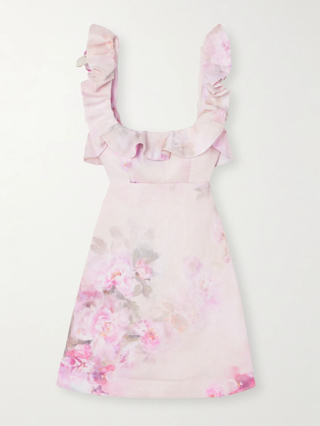  Zimmermann Zimmermann - Crush Frill Cutout Ruffled Floral-print Linen Mini Dress - Pink 