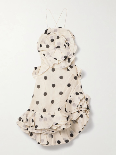 Zimmermann Zimmermann - Crush Ruffled Polka-dot Linen And Silk-blend Organza Mini Dress - Cream 