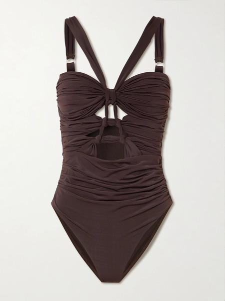  Zimmermann Zimmermann - Daylight Cutout Ruched Swimsuit - Chocolate 