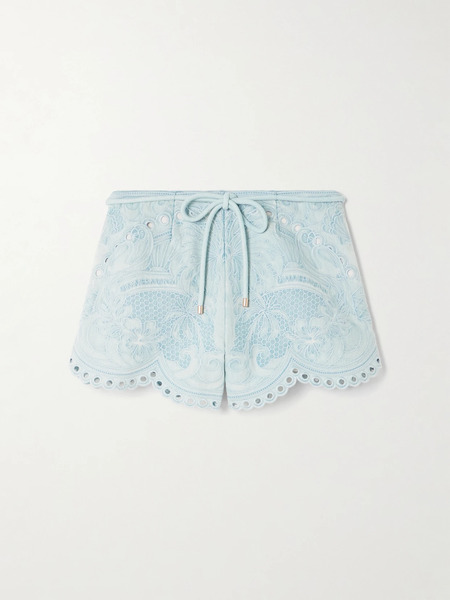  Zimmermann Zimmermann - Daylight Scalloped Broderie Anglaise Denim Shorts - Light Denim 