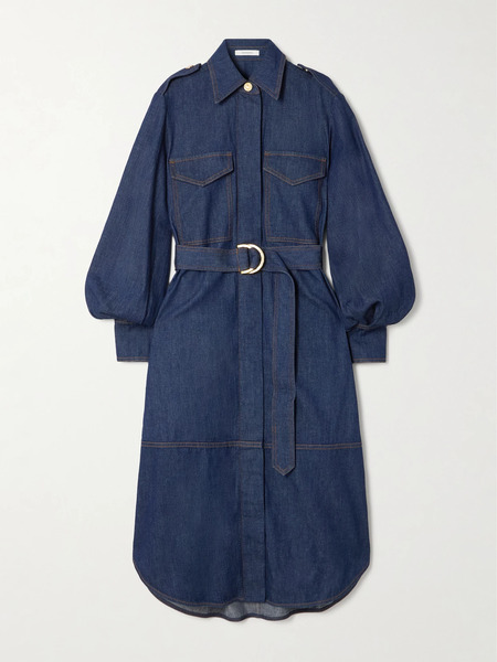  Zimmermann Zimmermann - Denim Midi Shirt Dress - Dark Denim 