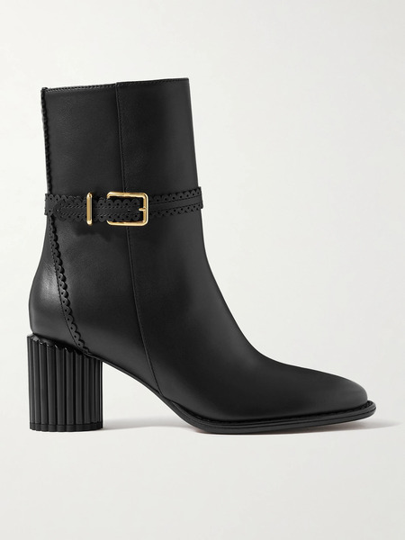  Zimmermann Zimmermann - Eddie Buckled Scalloped Leather Ankle Boots - Black 