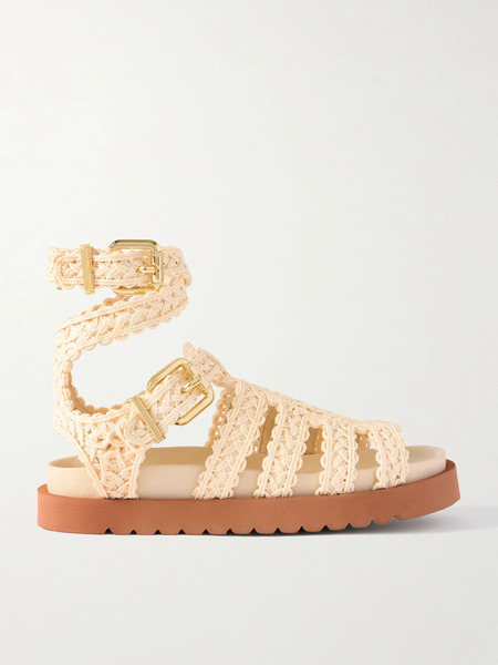  Zimmermann Zimmermann - Gleam Buckle-embellished Raffia Sandals - Off-white 