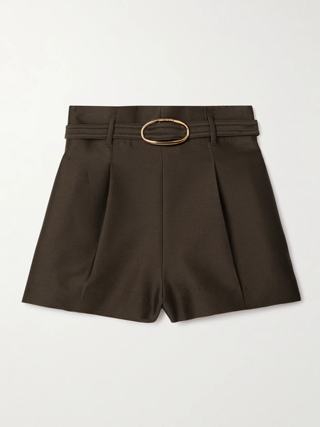  Zimmermann Zimmermann - Illuminate Belted Pleated Wool And Silk-blend Shorts - Brown 