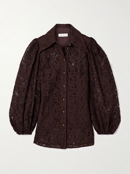  Zimmermann Zimmermann - Illustration Guipure Lace Blouse - Chocolate 