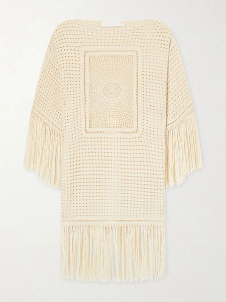  Zimmermann Zimmermann - Indra Fringed Crocheted Cotton Mini Dress - Cream 