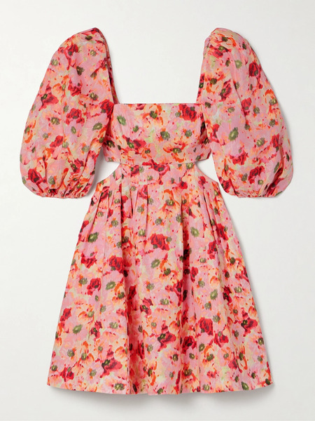  Zimmermann Zimmermann - Lightburst Pleated Cutout Floral-print Linen Mini Dress - Red 