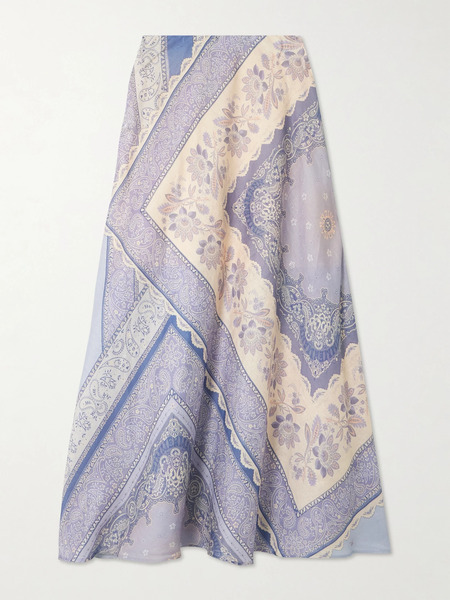  Zimmermann Zimmermann - Lucky Bandana-print Linen Maxi Skirt - Purple 