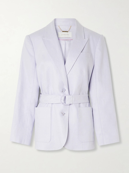  Zimmermann Zimmermann - Luna Belted Topstitched Linen Blazer - Lilac 