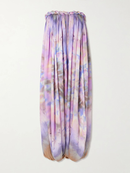  Zimmermann Zimmermann - Luna Strapless Gathered Printed Silk-satin Jumpsuit - Violet 