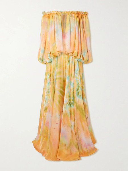  Zimmermann Zimmermann - Luna Twist Off-the-shoulder Cutout Gathered Printed Silk-satin Maxi Dress - Multi 