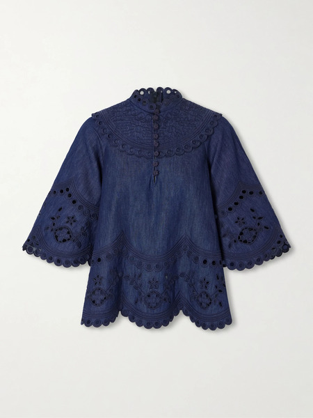  Zimmermann Zimmermann - Mahon Broderie Anglaise Denim Shirt - Blue 