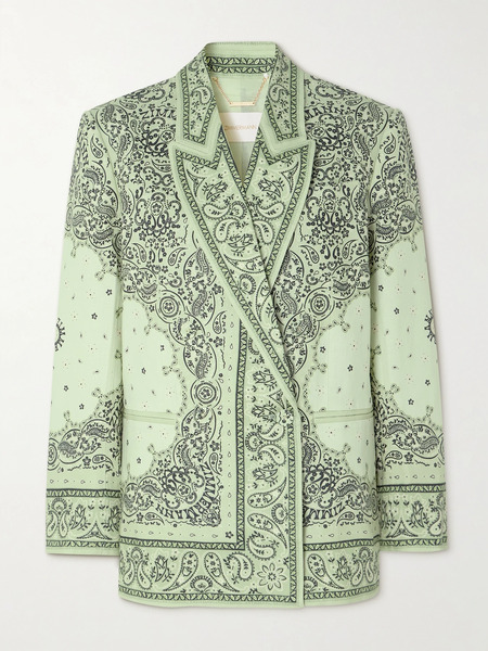  Zimmermann Zimmermann - Matchmaker Double-breasted Printed Linen Blazer - Mint 