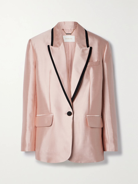  Zimmermann Zimmermann - Matchmaker Grosgrain-trimmed Wool And Silk-blend Duchesse-satin Blazer - Blush 