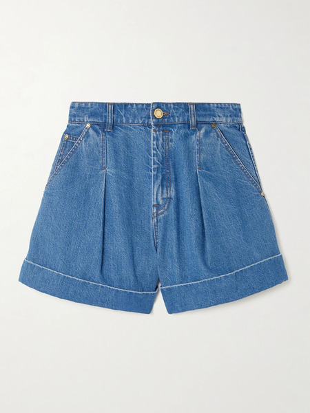  Zimmermann Zimmermann - Pleated Denim Shorts - Mid Denim 