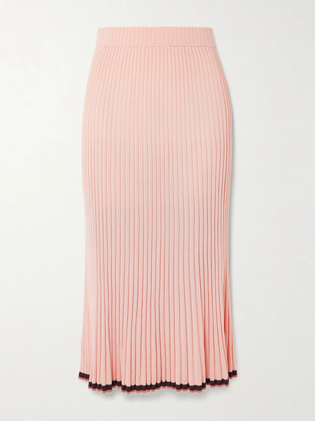  Zimmermann Zimmermann - Pleated Ribbed-knit Midi Skirt - Pink 