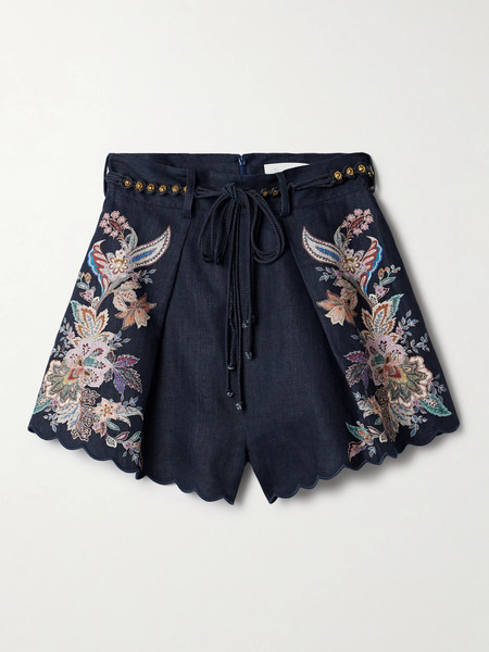  Zimmermann Zimmermann - Rhiannon Belted Floral-print Linen Shorts - Blue 