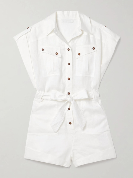  Zimmermann Zimmermann - Rhiannon Belted Linen Playsuit - White 