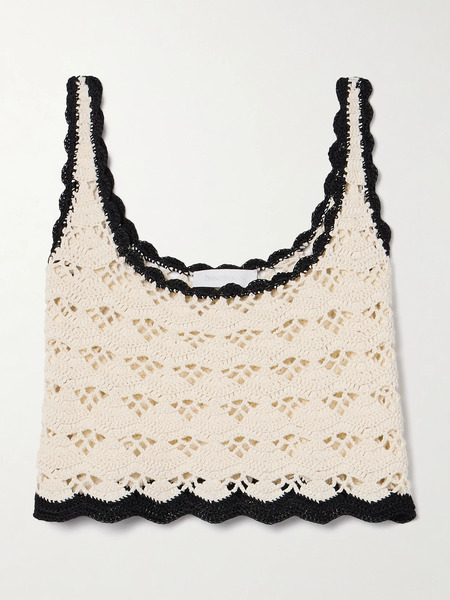  Zimmermann Zimmermann - Rhiannon Cropped Crocheted Cotton Tank - Cream 