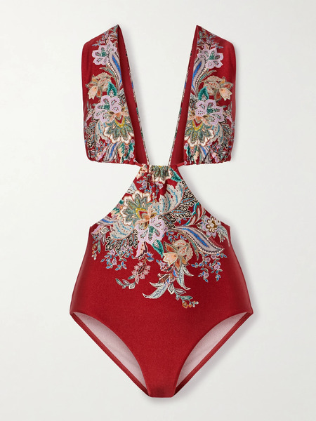  Zimmermann Zimmermann - Rhiannon Cutout Printed Swimsuit - Red 