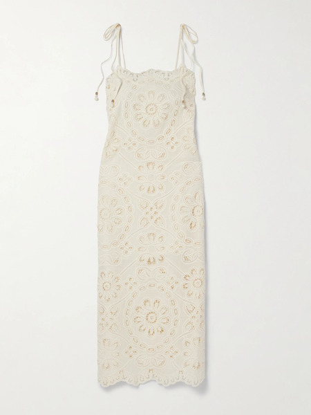  Zimmermann Zimmermann - Rhiannon Guipure Lace-trimmed Voile Midi Dress - Ivory 