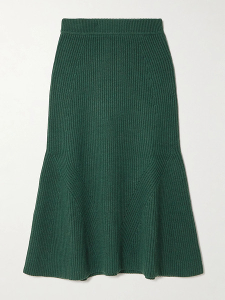  Zimmermann Zimmermann - Ribbed Wool Midi Skirt - Green 