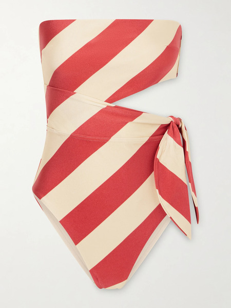  Zimmermann Zimmermann - Roselight Tie Bandeau Striped Swimsuit - Red 